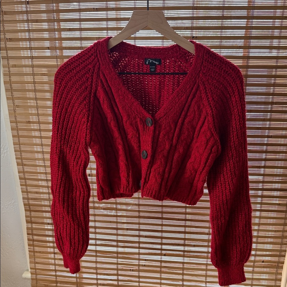 Art Class Deep Red Cable Knit Cardigan